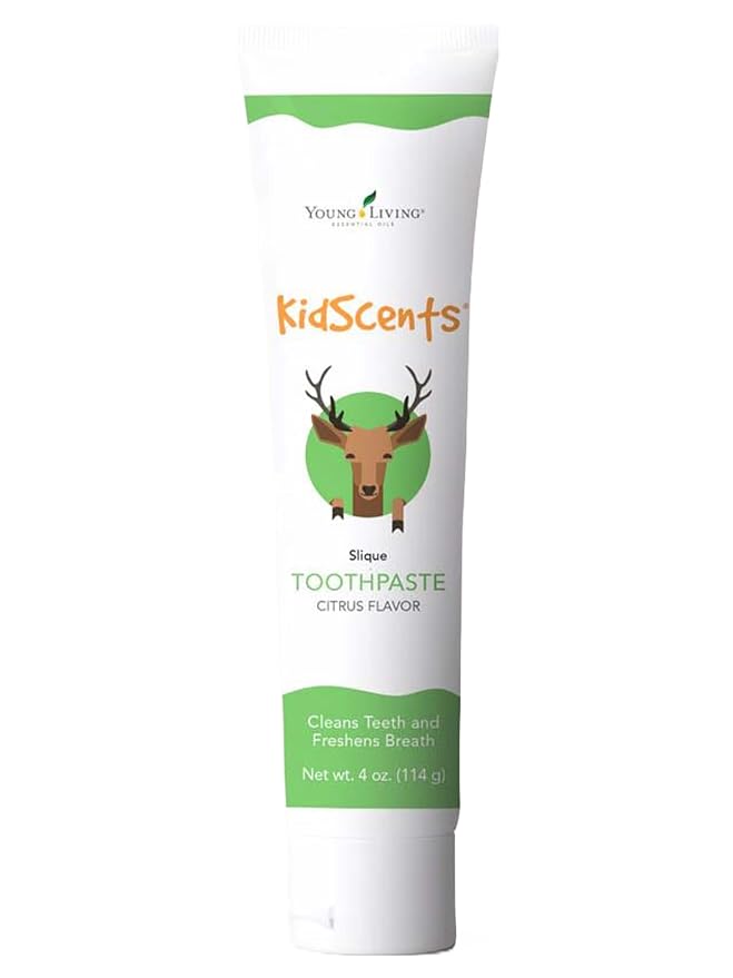 KidScents Slique Toothpaste by Young Living - 4 oz Tube - Gentle Dental Care for Kids - Premium Essential Oils - Citrus-Mint Flavor - Fights Plaque Removes Buildup and Stains - Fluoride and SLS Free