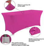 IVAPUPU 2 Pack 8FT Table Cloth for Rectangular Fitted Events Stretch Fuchsia Table Covers Washable Cover Spandex Tablecloth Protector for Party, Wedding, Cocktail, Banquet, Festival