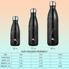 Insulated Water Bottles,17 oz Double Wall Stainless Steel Vacumm Metal Flask for Sports Travel,Marble Midnight