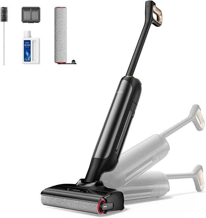 MOVA M10 Cordless Wet Dry Vacuum Cleaner 180° Lie-Flat Smart Vacuum Mop All in One for Hard Floor, 167°F Flashdry Self-Cleaning, Zero inch Dual-Edge Cleaning, 18000Pa Suction, Zero-Tangle for Pet Hair