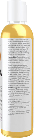 NOW Foods Solutions, Refreshing Vanilla Citrus Massage Oil, Skin Rejuvenating Blend, Supple Skin, 8-Ounce