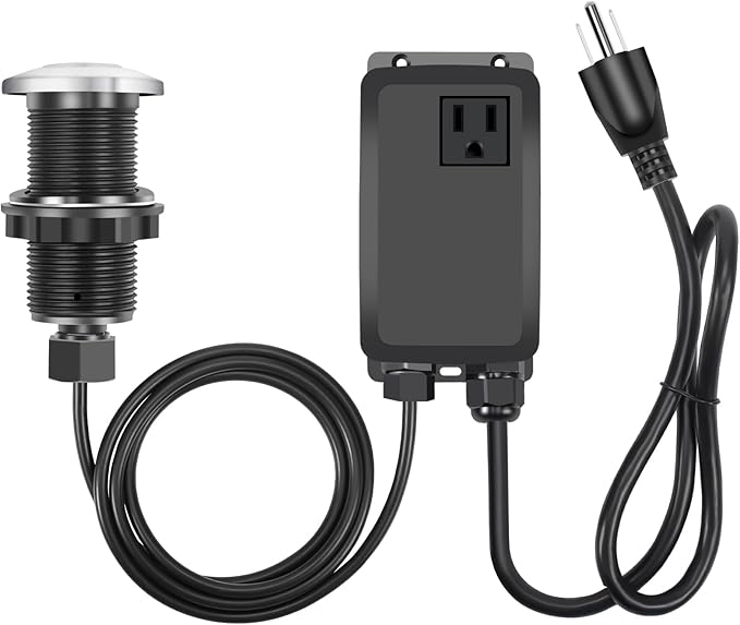 Garbage Disposal Air Switch Kit, Garbage Disposal Button, Sink Top Waste Disposer On/Off Switch, UL Listed Air Switch Compatible with All Garbage Disposals (Brushed Stainless Steel）
