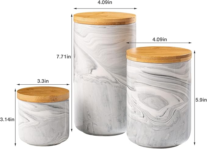 Yangbaga Coffee Canister with Airtight Lid, Ceramic Sugar Canisters Sets for the Kitchen, Food Storage Containers for Ground Coffee,Tea,Sugar,Spice