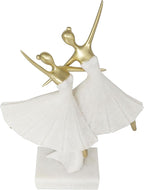 Deco 79 Polystone Dancer Decorative Sculpture Ballet Home Decor Statue with Gold Accents, Accent Figurine 9" x 4" x 13", Cream