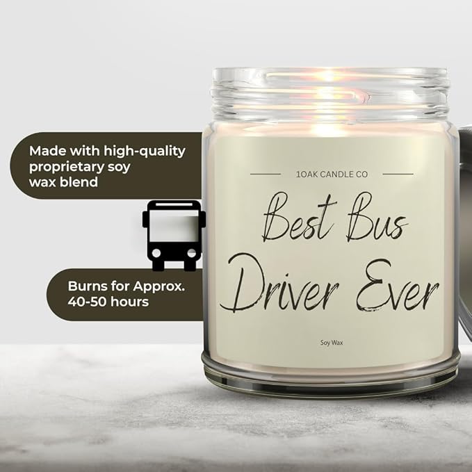 1OAK Vanilla Candle - Thank You Bus Driver Gifts for Women, Men - Bus Driver Appreciation & Retirement Gifts