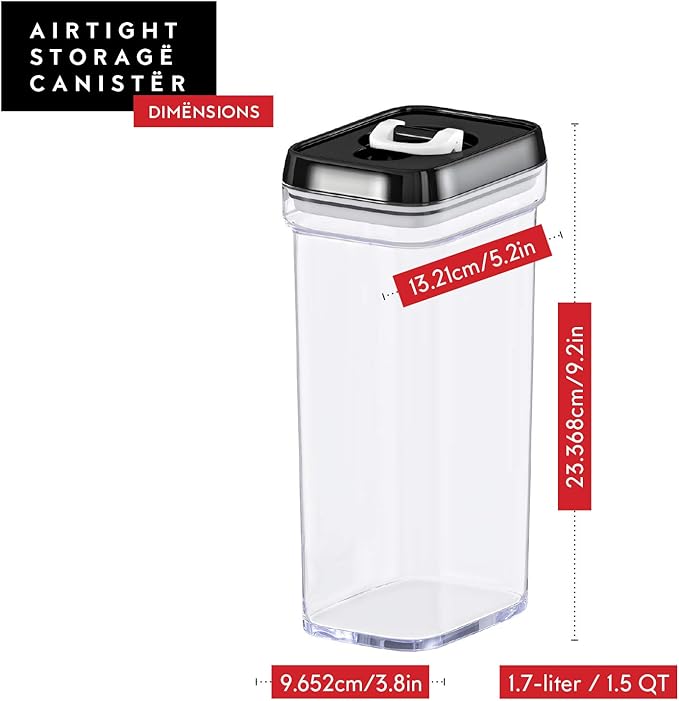 DWËLLZA KITCHEN Airtight Food Storage Containers with Lids – 4 Piece Set Air Tight Kitchen Storage Containers Clear Pantry Organization and Storage Set BPA-Free - Keeps your Food Fresh & Dry