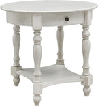 MODERION Oval End Table with Drawer, Solid Wood Sofa Side Storage Shelf, Traditional Living Room Corner Table, Nightstand, Easy Assembly 28INCH x 22INCH 24INCH Antique Walnut CJZ2233RW White