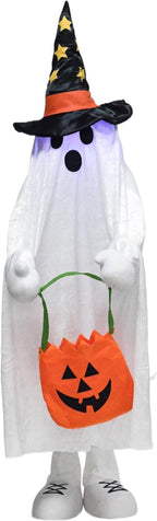 37" Front Porch Light up Halloween Ghost Figure Décor, Kit Standing Trick or Treat Indoor and Outdoor Decorations-Start