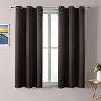 ChrisDowa Small Window Curtains 50 inches Long for Bedroom - Grommet Short Thermal Insulated Room Darkening Curtains for Kitchen (2 Panels, Brown, 29 x 50 Inch)