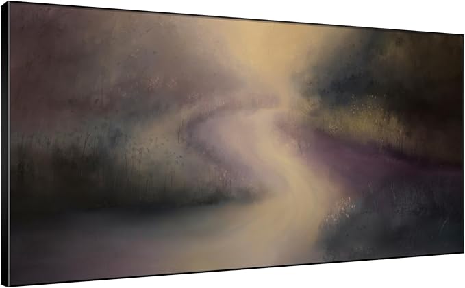 SIGNWIN 36"x72" Extra Large Framed Wall Art Golden Light River Path Dreamy Impressionist Landscape Illustration for Home Living Room Bedroom Decor (Frame Assembly Required)