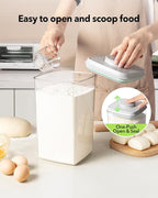 Ankou Airtight Food Storage Container with Pop Lid & 130ml Scoop, 4L/4.2qt *4 BPA-Free Cereal, Rice, Flour, Pasta & Snack Container, Stackable & Durable,Kitchen Pantry Organizer