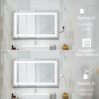 WELLFOR LED Bathroom Vanity Mirror 40 x 24 Inch, Lighted Anti-Fog Dimmable Mirror, IP44 Waterproof Wall Mounted Makeup Mirror, Packed with US Standard Plug and Touch Switch, (Horizontal/Vertical)