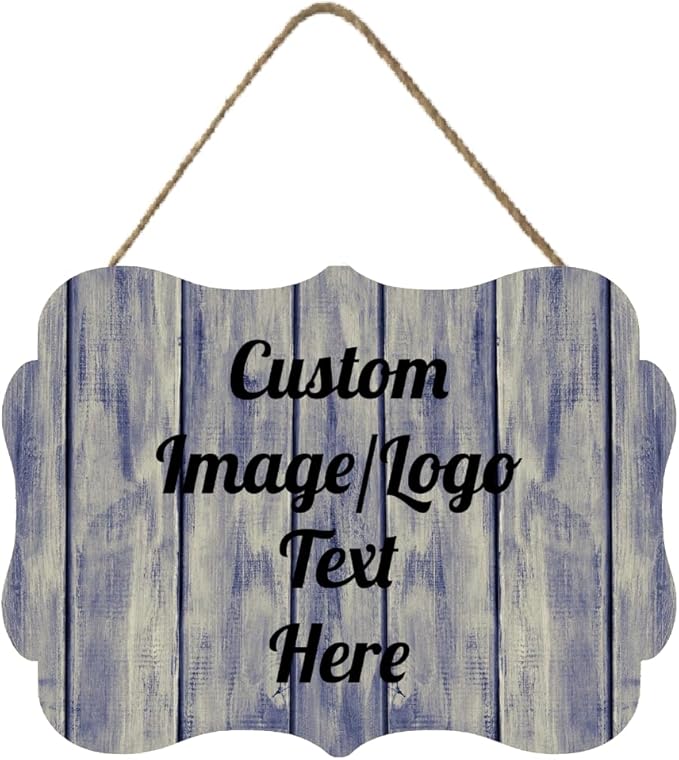 Personalized Wooden Welcome Sign Front Door Decor Home Sign Customized Image/Text Hanging Farmhouse Decorations for Home Office 11.2 * 8 Inch