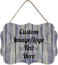 Personalized Wooden Welcome Sign Front Door Decor Home Sign Customized Image/Text Hanging Farmhouse Decorations for Home Office 11.2 * 8 Inch