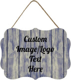 Personalized Wooden Welcome Sign Front Door Decor Home Sign Customized Image/Text Hanging Farmhouse Decorations for Home Office 11.2 * 8 Inch