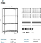 1000 lbs 4 Tier Shelf Metal Storage Shelves Shelving Wire Rack Heavy Duty Closet Organizers for Garage Kitchen Bathroom Laundry Black 15.7" D x 33.5" W x 59.5" H