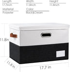 PRANDOM Foldable Storage Bins with Lids [3-Pack] Fabric Collapsible Storage Boxes Baskets Cubes Containers with Handles for Closet Living Room Bedroom (Black & White 17.7x11.8x11.8'')