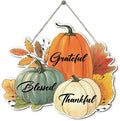 Fall Vibes Door Hanger Sign, Wooden Maple Leaves Mushroom Hanging Decor for Front Door, Fall Wood Wreath Wall Decor for Autumn Harvest Thanksgiving Home Decors, Housewarming Gift