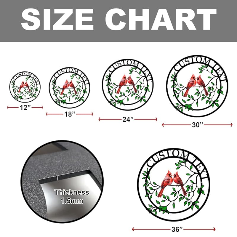 Personalized Name Garden Cardinal Metal Signs, Custom Family Name Outdoor Indoor Wall Decorations, Wall Art for Mom Sister Grandma Dad, Housewarming Gift Birthday Retirement