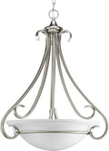 Torino Collection 3-Light Etched Glass Transitional Inverted Pendant Light Brushed Nickel