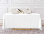 Surmente 10 Pack White Rectangle Tablecloth 90 x 156-inch Rectangular Polyester Table Cloth for Weddings, Banquets, or Restaurants