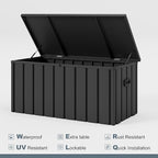 PURPLE LEAF Outdoor Deck Box 150 Gallon Waterproof Lockable Storage Box Container with Lid Deck Organization for Patio Cushions Side Table Pool Accessories Garden Tools, Gray