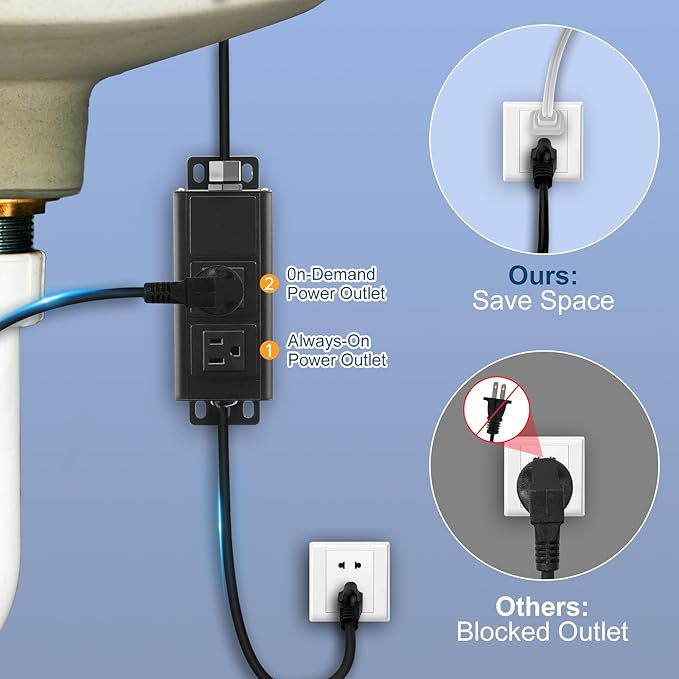 Dual Outlet Garbage Disposal Air Switch Kit, UL Listed Sink Top Air Switch for Food Waste Disposal, 3.58” Extra Long Air Button, Brushed Stainless Steel