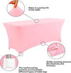 IVAPUPU 2 Pack 8FT Table Cloth for Rectangular Fitted Events Stretch Pink Table Covers Washable Cover Spandex Tablecloth Protector for Party, Wedding, Cocktail, Banquet, Festival