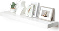 White Floating Shelves for Wall - 48 Inch Wide x 12 Inch Deep Wall Shelves Set of 1 - Rustic Wood Shelves for Living Room, Bathroom, Laundry Room, Bedroom, Kitchen, Home Office