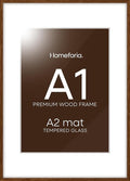 Homeforia A1 Poster Frame Brown, High End Dark Oak 23.4 x 33.1 Wooden Picture Frames Matted to 16.5 by 23.4 Photo, A1 Walnut Wood Frame with Mat A2, 23.4x33.1 Frame, Tempered Glass, Wall Kit, Set of 1