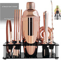 14-Piece Cocktail Shaker Set Bartender Kit with Black Stand, Bar Tool Set for Drink Mixing Bartending Kit Bar Sets Accessories: 750ml(25oz) Shaker, Jigger, Muddler, Cocktail Recipes (Rose Gold)