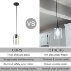 Black Pendant Lights Kitchen Island - Seeded Glass Pendant Light Fixture Multiple Stems Rods (3 Pack with Rod seeded Glass)