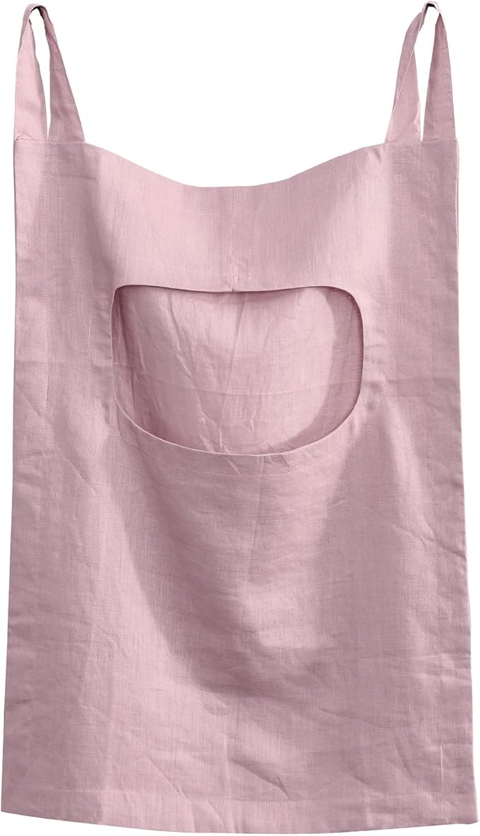 Amazhiyu 100% Linen Door Hanging Laundry Hamper Bag, 19x27 Inches Pink