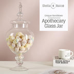 Large Glass Apothecary Jars with Lid, Clear Glass Candy Jar for Candy Buffet, Decorative Glass Jar for Party, Wedding and Home Decor, Elegant Glass Candy Canister (Height: 15", Diameter: 6.3")