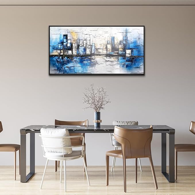 ZUITINGHUA Black Framed Canvas Wall Art For Living Room Wall Decor For Bedroom Office Wall Decorations Blue Landscape Paintings Abstraction Pictures Artwork Room Aesthetic Home Decor 20x40 In
