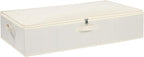 Under the Bed Storage Bins, Closet Organizers with Reinforced Handles for Blanket, Sheets, Pillows, Towels, Shoes, Beige, 1 Pack, 23.6 x 11.8 x 5.9 Inch
