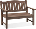 Psilvam 2-Person Outdoor Memorial Bench, All-Weather Poly Lumber Garden Bench, Rot-Resistant Outdoor Patio Bench for Park,Porch,and Church(Brown)