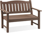 Psilvam 2-Person Outdoor Memorial Bench, All-Weather Poly Lumber Garden Bench, Rot-Resistant Outdoor Patio Bench for Park,Porch,and Church(Brown)