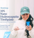 Mouthology 10% Nano Hydroxyapatite Toothpaste (Fluoride Free), Whitening*, Supports Enamel Care*, Appropriate for Sensitive Teeth*, SLS Free, Xylitol nHA Toothpaste for Adults, Mint 4oz (USA Made)