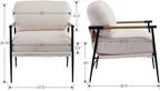 Mid-Century Accent Chair Set of 2, Soft Armchair Sherpa Fabric Lounge Chair with Black Metal Legs, Upholstered Leisure Chair for Living Room Bedroom Reception Room, White