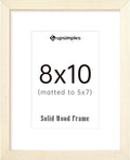 upsimples 8x10 Picture Frame, Natural Solid Wooden Picture Frames, Display 5x7 with Mat or 8 x 10 Without Mat, Wall or Tabletop, 1 Pack, White