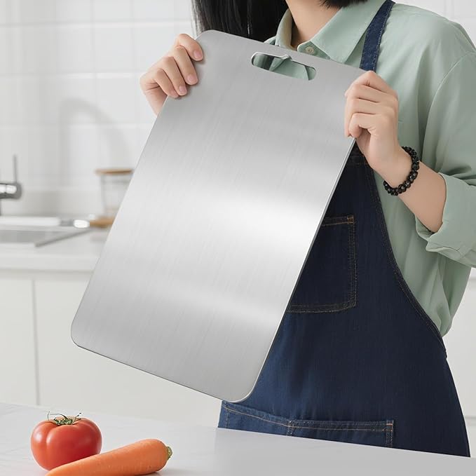 Titanium Cutting Board for Kitchen - 100% Pure Titanium Cutting Boards Non Toxic - 2025 New Upgrade Double Sided Metal Chopping Boards for Meat, Vegetables, Fruits, Dishwasher Safe (18 x 12 In)