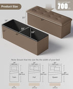 Storage Ottoman Bench, Folding Ottoman Foot Rest, End of Bed Bench,Storage Chest, for Living Room, Bedroom, Hallway, Entryway, Holds up to 700 lb (BROWN1, 43")