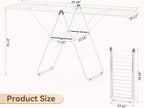 APEXCHASER Clothes Drying Rack, Foldable Drying Rack Clothing, Sturdy Metal Laundry Drying Rack, Height-Adjustable Gullwing, Easy to Fold, Space-Saving, for Indoor Outdoor, White