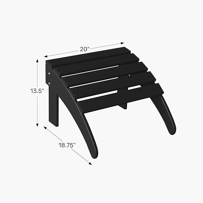 WestinTrends Outdoor Ottoman, Patio Adirondack Ottoman Foot Rest, All Weather Poly Lumber Folding Foot Stool for Adirondack Chair, Widely Used for Outside Porch Pool Lawn Backyard, Gray
