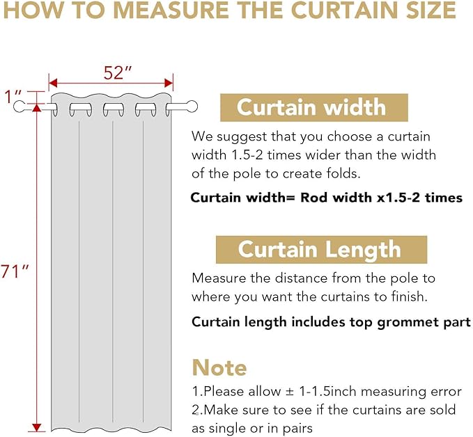 H.VERSAILTEX Solid Grommet Thermal Insulated Blackout Curtain Panels/Drapes,52Wx72L - Inch (Set of 2,Ivory/Cream Pattern)
