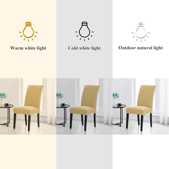 Joccun Chair Covers for Dining Room Set of 6,Dining Chair Slipcovers Stretch Dining Room Chair Covers Seat Protector,Washable Parsons Chair Cover for Home,Banquet(Parmesan,6 Pack)