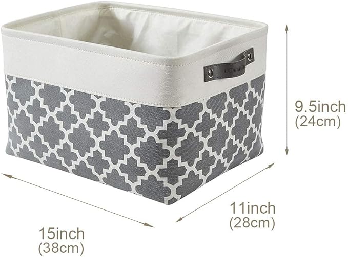 DECOMOMO Grey Storage Bins Fabric Storage Baskets for Shelves, Linen Closet Organization Toys Nursery (Grey Patterns, Large - 3 Pack)