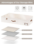 StorageWorks Extra Large Under Bed Storage Containers with Handles and Label Holder, 2 Pack Ultra-thick Fabric Underbed Bins, Closet Organizer for Clothes, Blankets, Sweater