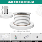 GZBtech RGB LED Neon Rope Lights 50FT/15M, AC 110-120V Waterproof Color Changing LED Rope with Remote Controller, Dimmable Multi Color Neon Rope Lighting for Indoor Outdoor Commercial Use